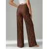 image:imageRoseSeek Womens Y2K Floral Lace See Through Pants Sheer Straight Leg Long Pants Club WearBrown