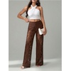 image:imageRoseSeek Womens Y2K Floral Lace See Through Pants Sheer Straight Leg Long Pants Club WearBrown