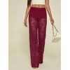 image:imageRoseSeek Womens Y2K Floral Lace See Through Pants Sheer Straight Leg Long Pants Club WearBurgundy