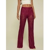 image:imageRoseSeek Womens Y2K Floral Lace See Through Pants Sheer Straight Leg Long Pants Club WearBurgundy