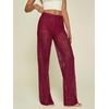 image:imageRoseSeek Womens Y2K Floral Lace See Through Pants Sheer Straight Leg Long Pants Club WearBurgundy