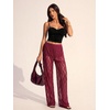 image:imageRoseSeek Womens Y2K Floral Lace See Through Pants Sheer Straight Leg Long Pants Club WearBurgundy Red