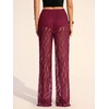 image:imageRoseSeek Womens Y2K Floral Lace See Through Pants Sheer Straight Leg Long Pants Club WearBurgundy Red