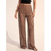 image:imageRoseSeek Womens Y2K Floral Lace See Through Pants Sheer Straight Leg Long Pants Club WearChocolate Brown