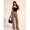image:imageRoseSeek Womens Y2K Floral Lace See Through Pants Sheer Straight Leg Long Pants Club WearChocolate Brown