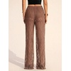 image:imageRoseSeek Womens Y2K Floral Lace See Through Pants Sheer Straight Leg Long Pants Club WearChocolate Brown