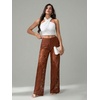 image:imageRoseSeek Womens Y2K Floral Lace See Through Pants Sheer Straight Leg Long Pants Club WearCoffee Brown