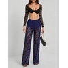 image:imageRoseSeek Womens Y2K Floral Lace See Through Pants Sheer Straight Leg Long Pants Club WearDeep Blue