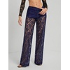 image:imageRoseSeek Womens Y2K Floral Lace See Through Pants Sheer Straight Leg Long Pants Club WearDeep Blue