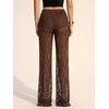 image:imageRoseSeek Womens Y2K Floral Lace See Through Pants Sheer Straight Leg Long Pants Club WearDeep Coffee Brown