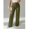 image:imageRoseSeek Womens Y2K Floral Lace See Through Pants Sheer Straight Leg Long Pants Club WearGreen