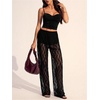 image:imageRoseSeek Womens Y2K Floral Lace See Through Pants Sheer Straight Leg Long Pants Club WearLace Black