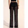 image:imageRoseSeek Womens Y2K Floral Lace See Through Pants Sheer Straight Leg Long Pants Club WearLace Black