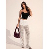image:imageRoseSeek Womens Y2K Floral Lace See Through Pants Sheer Straight Leg Long Pants Club WearPure White
