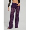 image:imageRoseSeek Womens Y2K Floral Lace See Through Pants Sheer Straight Leg Long Pants Club WearPurple