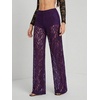 image:imageRoseSeek Womens Y2K Floral Lace See Through Pants Sheer Straight Leg Long Pants Club WearPurple
