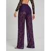 image:imageRoseSeek Womens Y2K Floral Lace See Through Pants Sheer Straight Leg Long Pants Club WearPurple