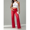 image:imageRoseSeek Womens Y2K Floral Lace See Through Pants Sheer Straight Leg Long Pants Club WearRed