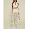 image:imageRoseSeek Womens Y2K Floral Lace See Through Pants Sheer Straight Leg Long Pants Club WearWhite