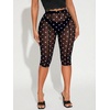 image:imageRoseSeek Womens Y2K Leopard Mesh Cropped Leggings 34 Length Club Capri PantsBlack Dots