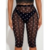image:imageRoseSeek Womens Y2K Leopard Mesh Cropped Leggings 34 Length Club Capri PantsBlack Dots