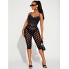 image:imageRoseSeek Womens Y2K Leopard Mesh Cropped Leggings 34 Length Club Capri PantsBlack Dots