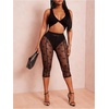 image:imageRoseSeek Womens Y2K Leopard Mesh Cropped Leggings 34 Length Club Capri PantsBlack Sheer