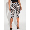 image:imageRoseSeek Womens Y2K Leopard Mesh Cropped Leggings 34 Length Club Capri PantsBlack and White