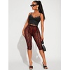 image:imageRoseSeek Womens Y2K Leopard Mesh Cropped Leggings 34 Length Club Capri PantsBright Red