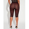 image:imageRoseSeek Womens Y2K Leopard Mesh Cropped Leggings 34 Length Club Capri PantsBright Red