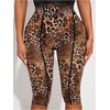 image:imageRoseSeek Womens Y2K Leopard Mesh Cropped Leggings 34 Length Club Capri PantsBrown