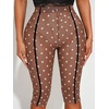 image:imageRoseSeek Womens Y2K Leopard Mesh Cropped Leggings 34 Length Club Capri PantsBrown Blue