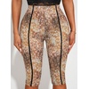 image:imageRoseSeek Womens Y2K Leopard Mesh Cropped Leggings 34 Length Club Capri PantsBrown Print