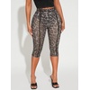 image:imageRoseSeek Womens Y2K Leopard Mesh Cropped Leggings 34 Length Club Capri PantsDark Blue