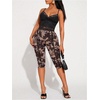 image:imageRoseSeek Womens Y2K Leopard Mesh Cropped Leggings 34 Length Club Capri PantsDeep Brown