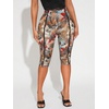 image:imageRoseSeek Womens Y2K Leopard Mesh Cropped Leggings 34 Length Club Capri PantsFloral Multicolor