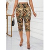 image:imageRoseSeek Womens Y2K Leopard Mesh Cropped Leggings 34 Length Club Capri PantsFlower