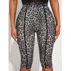 image:imageRoseSeek Womens Y2K Leopard Mesh Cropped Leggings 34 Length Club Capri PantsGrey