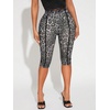 image:imageRoseSeek Womens Y2K Leopard Mesh Cropped Leggings 34 Length Club Capri PantsGrey