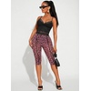 image:imageRoseSeek Womens Y2K Leopard Mesh Cropped Leggings 34 Length Club Capri PantsHot Pink