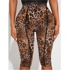 image:imageRoseSeek Womens Y2K Leopard Mesh Cropped Leggings 34 Length Club Capri PantsKhaki