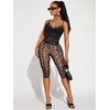 image:imageRoseSeek Womens Y2K Leopard Mesh Cropped Leggings 34 Length Club Capri PantsKhaki
