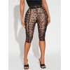 image:imageRoseSeek Womens Y2K Leopard Mesh Cropped Leggings 34 Length Club Capri PantsKhaki