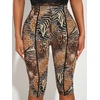 image:imageRoseSeek Womens Y2K Leopard Mesh Cropped Leggings 34 Length Club Capri PantsLeopard Zebra