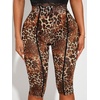 image:imageRoseSeek Womens Y2K Leopard Mesh Cropped Leggings 34 Length Club Capri PantsLight Orange