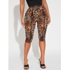 image:imageRoseSeek Womens Y2K Leopard Mesh Cropped Leggings 34 Length Club Capri PantsLight Orange