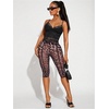 image:imageRoseSeek Womens Y2K Leopard Mesh Cropped Leggings 34 Length Club Capri PantsLight Pink