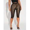 image:imageRoseSeek Womens Y2K Leopard Mesh Cropped Leggings 34 Length Club Capri PantsMedium Brown