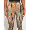 image:imageRoseSeek Womens Y2K Leopard Mesh Cropped Leggings 34 Length Club Capri PantsMix Green