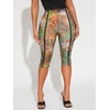 image:imageRoseSeek Womens Y2K Leopard Mesh Cropped Leggings 34 Length Club Capri PantsMix Green